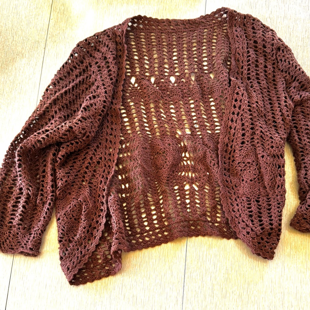 LIGHTWEIGHT CROCHETED CARDIGAN COAT - Picture 6 of 7